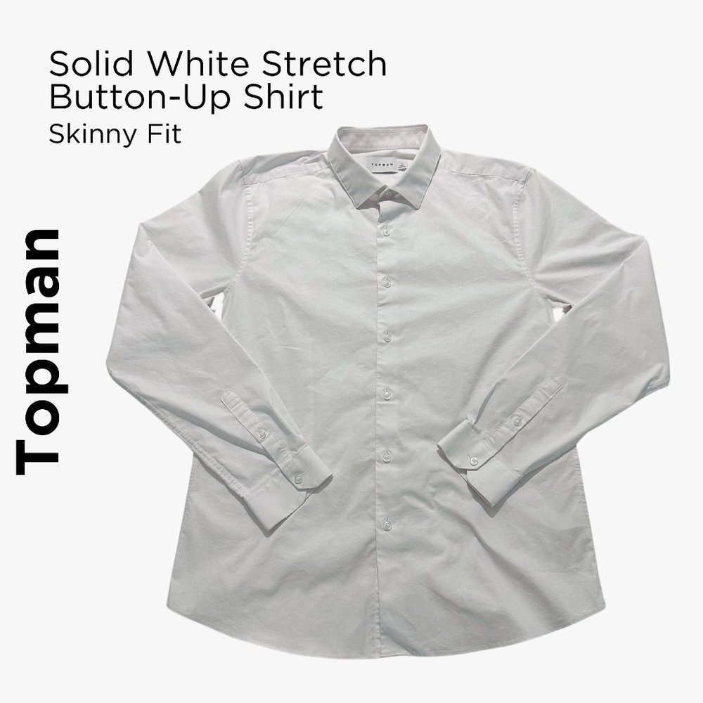 Topman Stretch Dress Shirt in White | Men’s Large | Like New